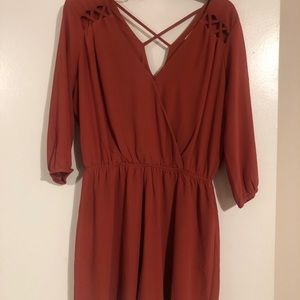 Deep Orange/Red long sleeve romper.